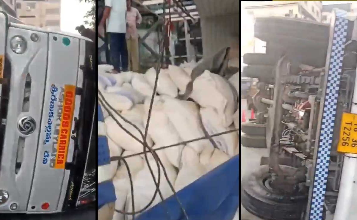 Hyderabad: Truck Overturns on Masab Tank Road, Causes Major Traffic Disruption