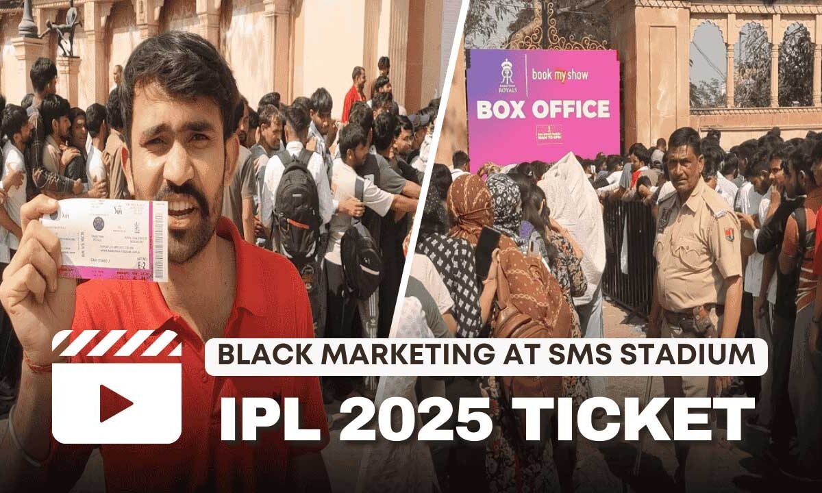 IPL 2025 Ticket Rush at Jaipur’s SMS Stadium: Students wait for hours amid allegations of black marketing.