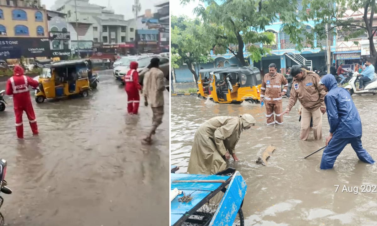 Heavy Rain Lashes Hyderabad, Waterlogging Disrupts Traffic in Low-Lying Areas