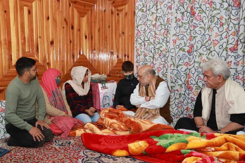 Amit Shah visits family of slain J&K Police officer in Srinagar