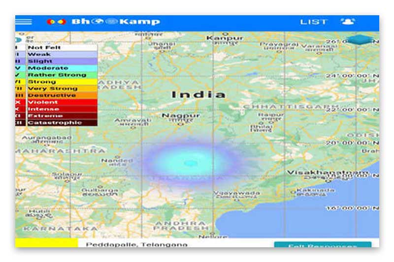 Earthquake of 4.0 magnitude occurs Northeast of Karimnagar in Telangana