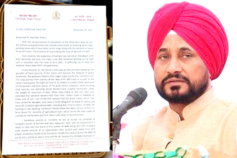 Accept proposal for waiver of farmers' debt: Channi writes to Modi