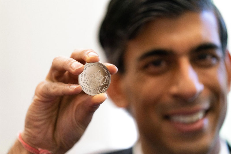 UK unveils coin on Mahatma Gandhi to mark Diwali