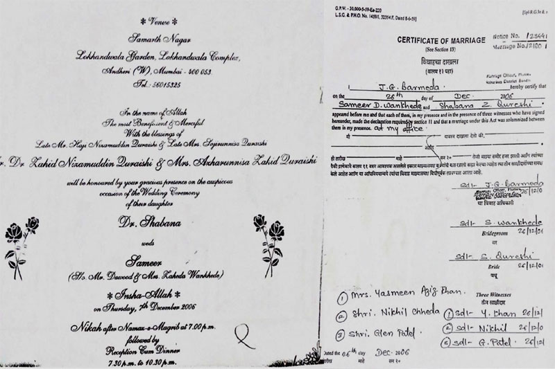 Another stinker, Maliks dig up Wankhede's wedding certificate, reception card