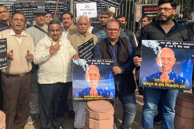 Traders across the country stage protests against Amazon