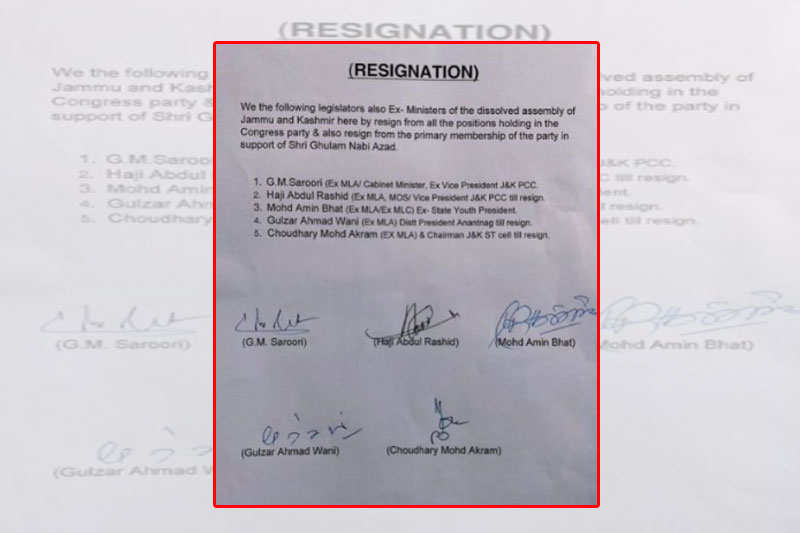 Several senior Congress leaders in J&K resign after Azad quits