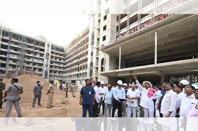 TELANGANA SECRETARIAT KCR 1 KCR inspects construction of new Telangana secretariat