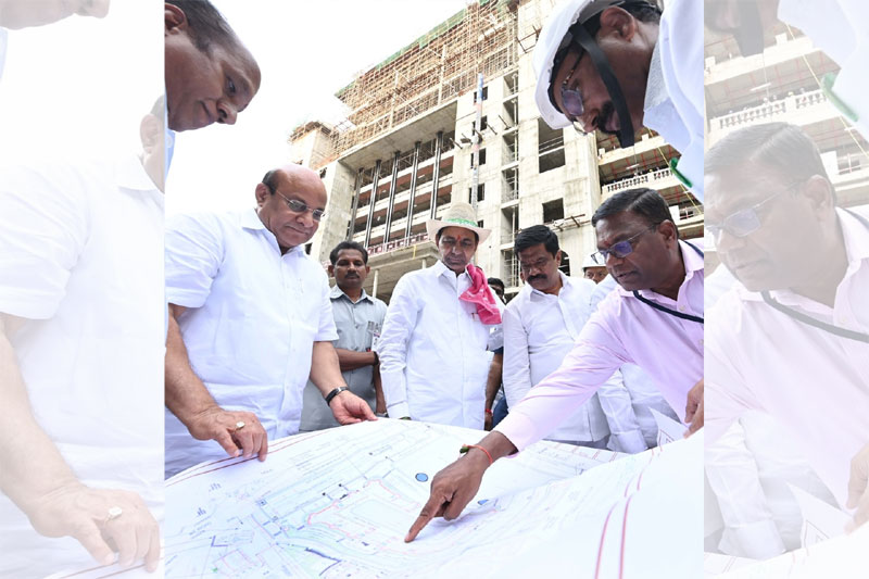 TELANGANA SECRETARIAT KCR 2 KCR inspects construction of new Telangana secretariat