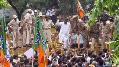 BJP holds big protest against Gehlot govt in Jaipur