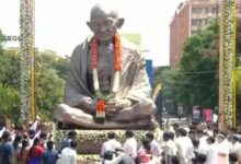 KCR dedicates bronze statue& renovated park of Mahatma Gandhi to nation