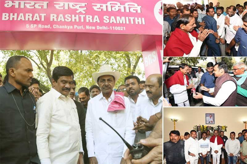 KCR interacts with BRS leaders in Delhi party office, inspects premises