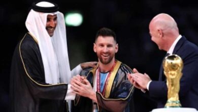 Emir of Qatar placing a robe on Messi at presentation ceremony creates a storm of anger