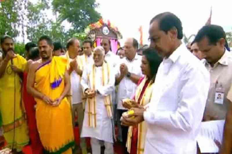 KCR lays foundation stone for Hyderabad Airport Exp Metro