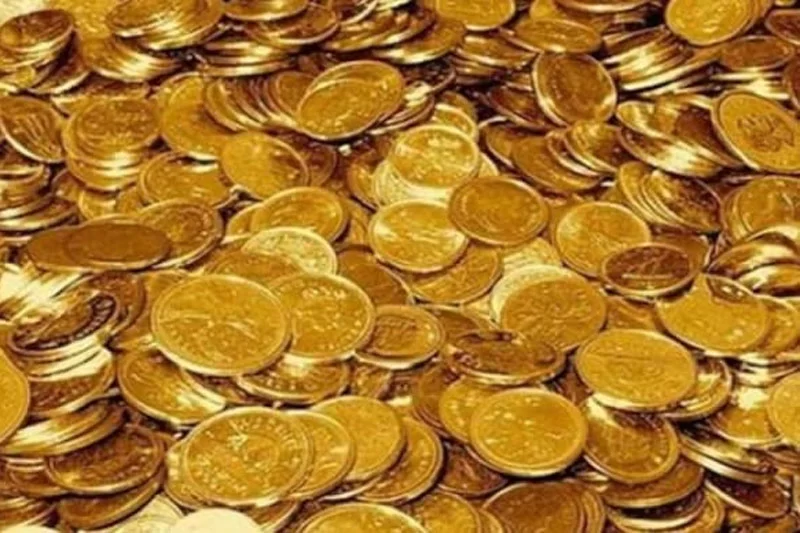 Gold coins recovered in a pitcher during excavation