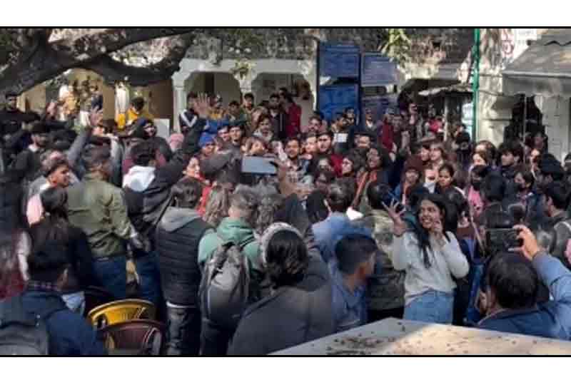 Protest in Delhi's Ambedkar University over BBC documentary screening