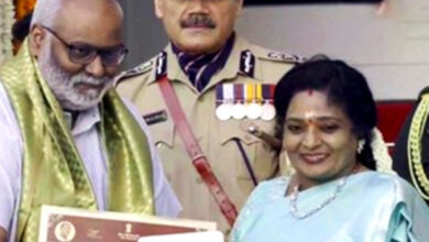 Keeravaani, Chandrabose felicitated by Telangana governor