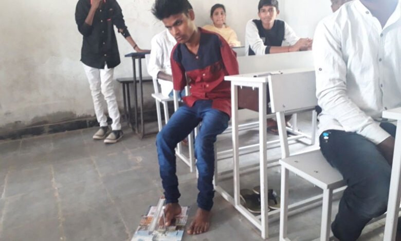Telangana boy writes exams with foot