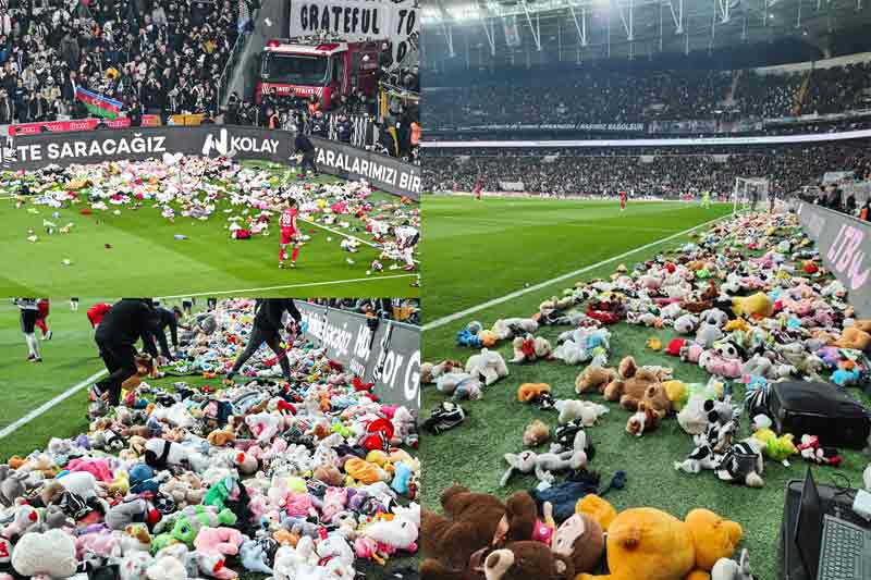Fans shower football field with toys for quake-hit children in Turkiye
