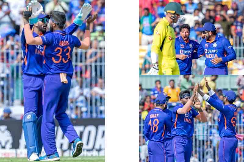 3rd ODI: Hardik, Kuldeep take three wickets each as lower order batters carry Australia to 269