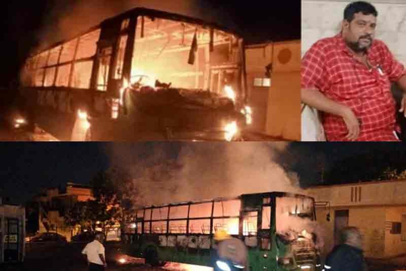 Conductor burnt alive as state owned bus gutted in fire in B'luru