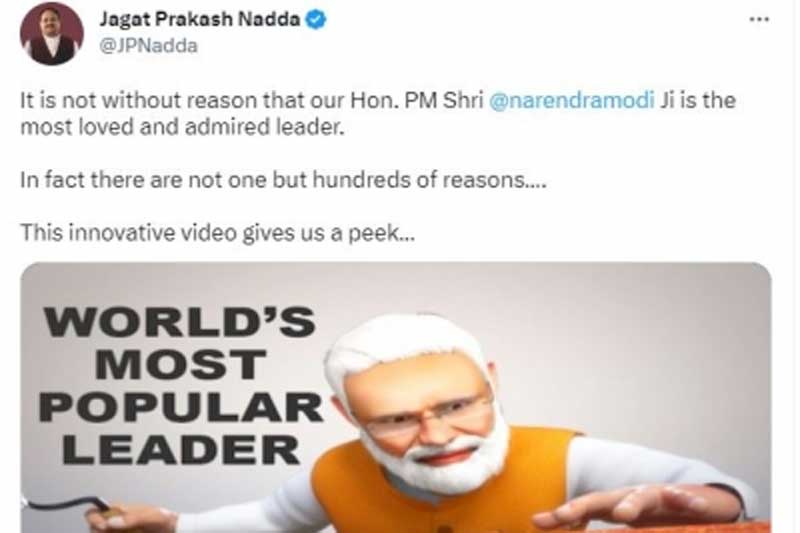Nadda tweets video showering praise on PM Modi