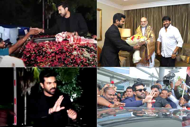 Ram Charan lands in Hyderabad to grand welcome by fans