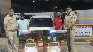 Man drinks alcohol, performs push-ups on top of moving car in Gurugram.