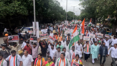 Congress stages protest in Hyderabad to demand flood relief
