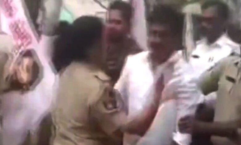 Andhra woman police officer slaps Jana Sena worker