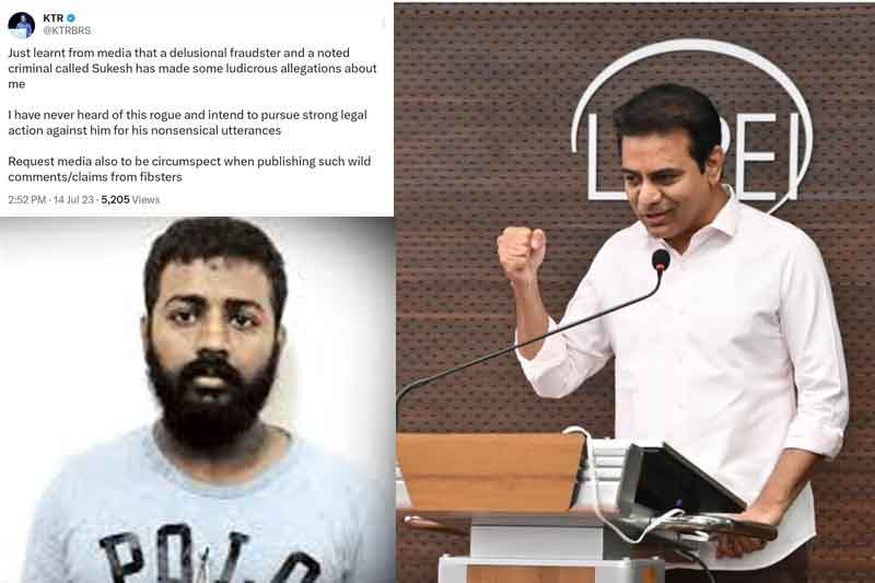 KTR plans legal action against conman Sukesh for allegations