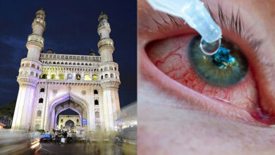 The recent outbreak of pink eye cases in Hyderabad, Telangana, due to heavy rainfall.