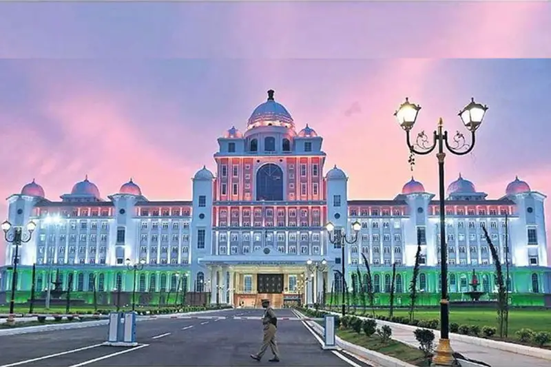 TS SECRETARIAT 1 Hyderabad adorns in tri colour on 77th Independence Day