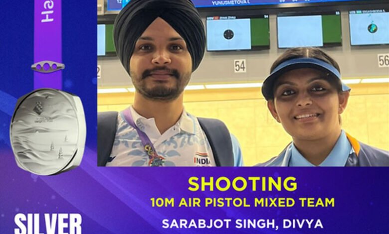 Asian Games: Sarabjot Singh, Divya win Silver medal in 10m Air Pistol Mixed Team event