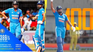 2nd ODI: Gill and Iyer centuries; Suryakumar and Rahul fifties propel India to mammoth 399/5 against Australia