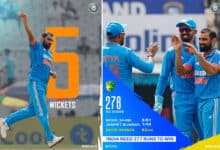 IND vs AUS, 1st ODI: Mohammed Shami bags five-for as India bowl out Australia for 276