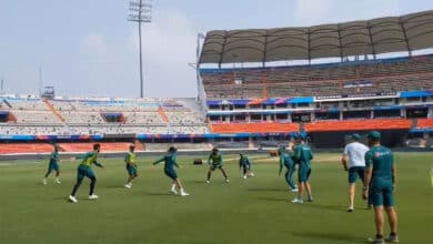 Pakistan team practices at Hyderabad stadium ahead of warm-up match
