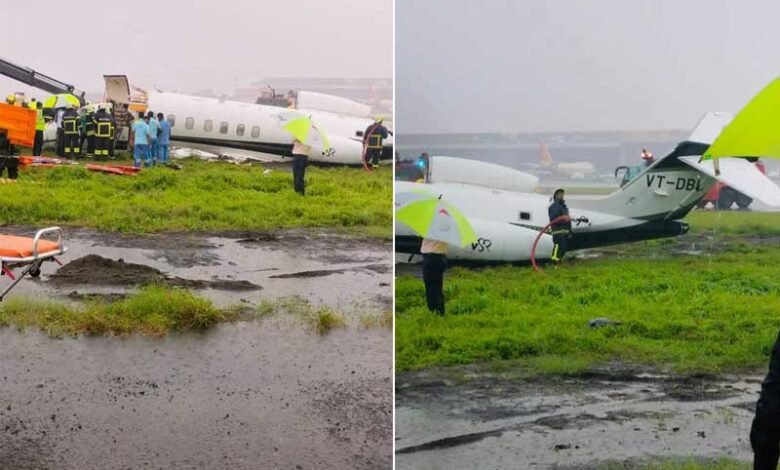 3 hurt as private aircraft with 8 onboard skids, crash lands at Mumbai airport