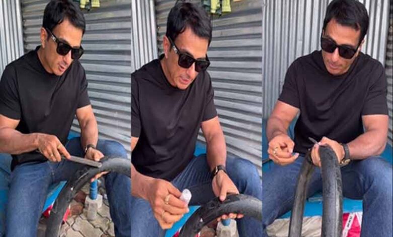 'Gareebo Ka Masiha' Sonu Sood fixes puncture in local repair shop; fans shower love