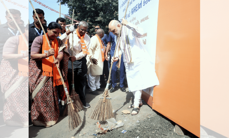 Amit Shah leads cleanliness drive in Ahmedabad ahead of Gandhi Jayanti
