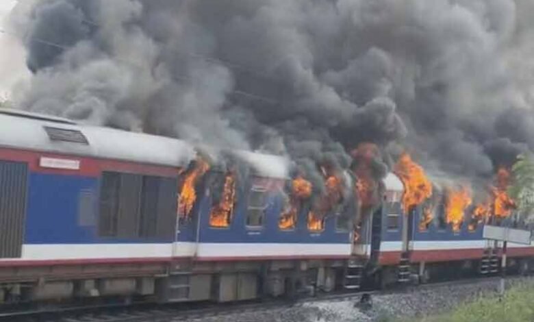 Fire engulfs DEMU train near Ahmednagar, no casualties reported