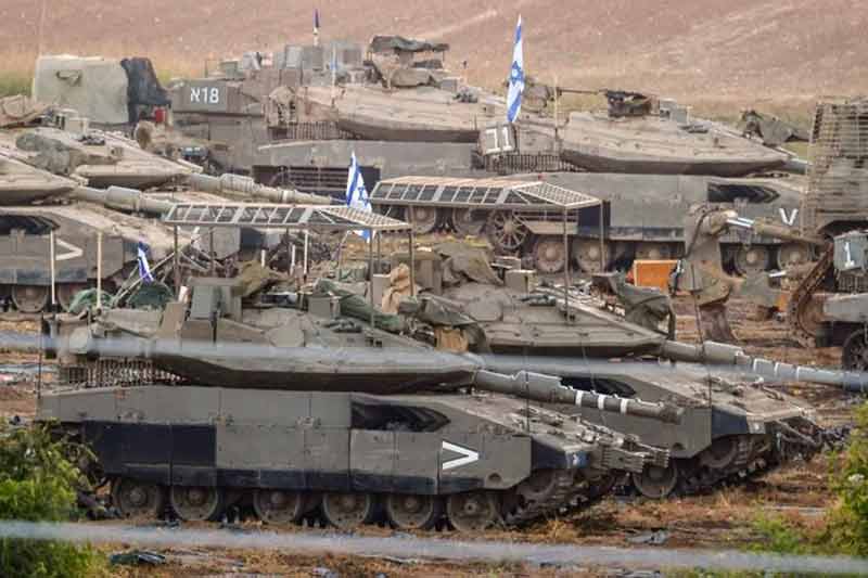 Israeli tanks equipped with anti-drone cages ahead of Gaza invasion