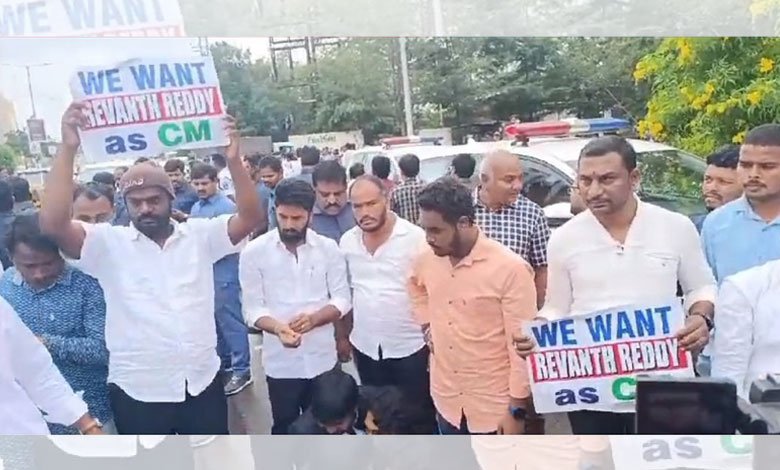 Protest and Tension Mount as Congress Supporters Demand Revanth Reddy as CM in Hyderabad