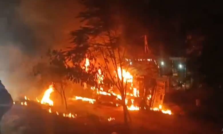 Bus catches fire in Telangana, woman charred to death