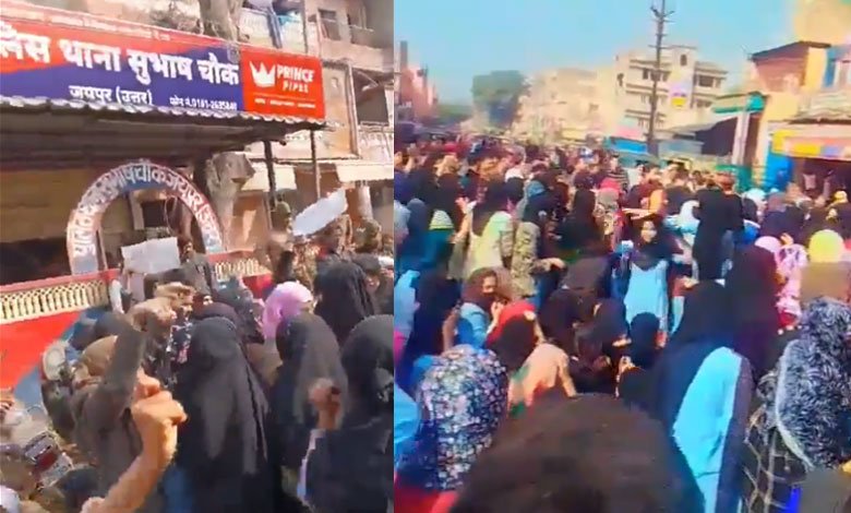 Girl students protest in Jaipur against BJP MLA Balmukund Acharya's statement on hijab