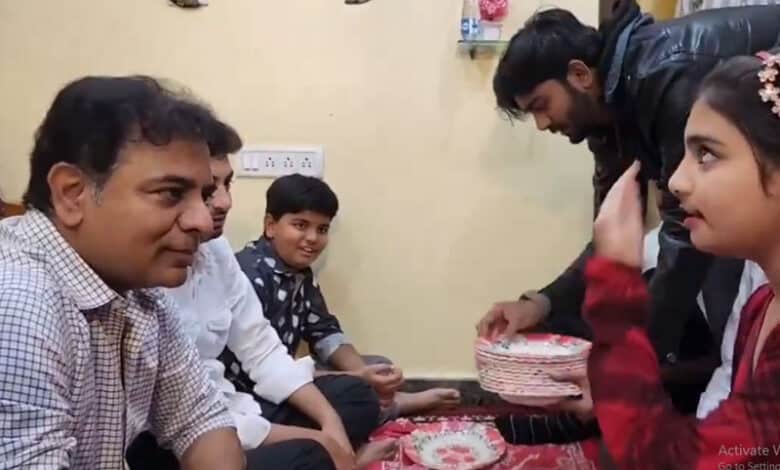 KTR honours invitation, visits bangle seller Ibrahim Khan's home in Borabanda