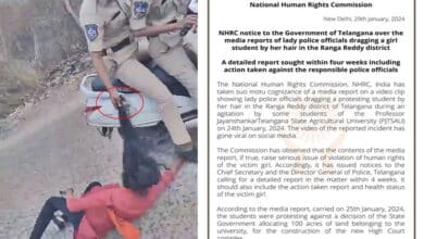 NHRC Issues Notice to Telangana Regarding Woman Police Officer Dragging Girl Student by Hair