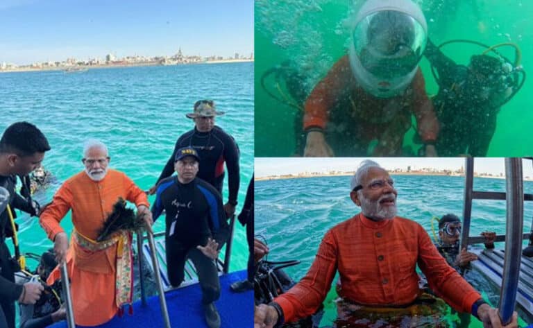 PM Modi's deep-sea dive into submerged Dwarka, performs underwater 'puja'