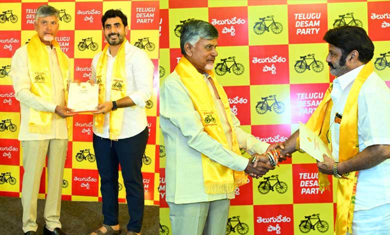 Chandrababu hands over nomination forms authorising 161 candidates to represent TDP in polls