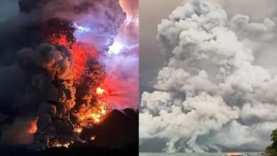 Indonesia: Volcano erupts again, sent a column of ash and smoke 2,000 metres into the sky: Video