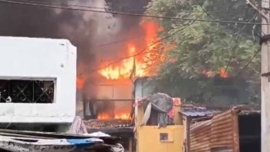 Massive Fire Erupts at Sofa Making Unit in Nampally, Hyderabad